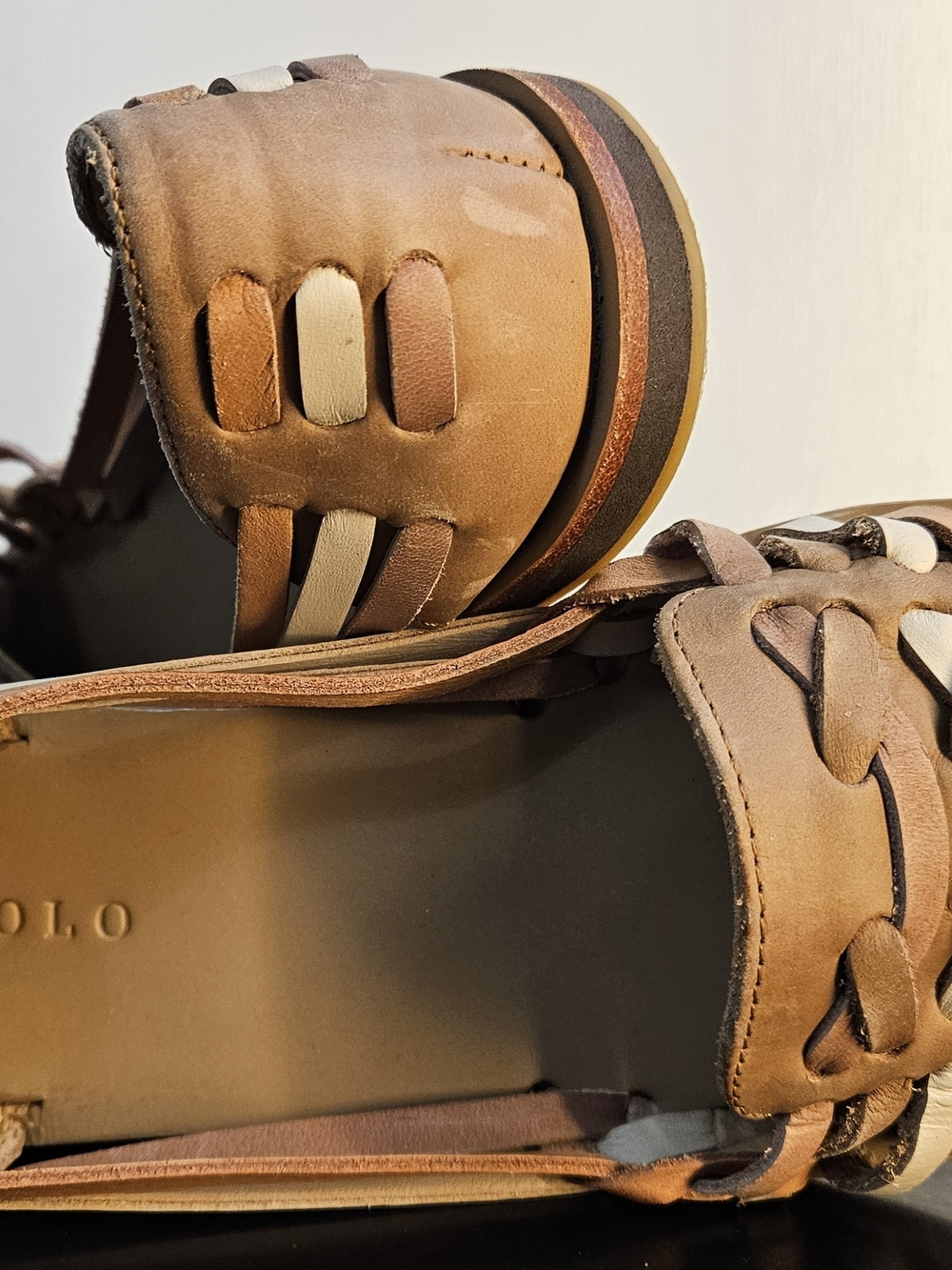 Nisolo Woven Leather Huarache Flats - Tan & Cream Nisolo Sandal - Picture 3 of 6